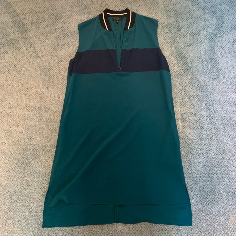 rag & bone Emerald Green Dress with Navy Accents and Zipper